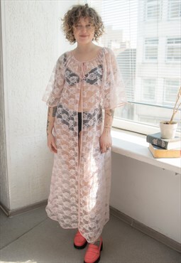 Vintage 70's Pink Lace Night Gown