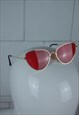 Bright cat eye party festival funky sunglasses in gold red