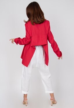 Handmade linen oversized red shirt F2344