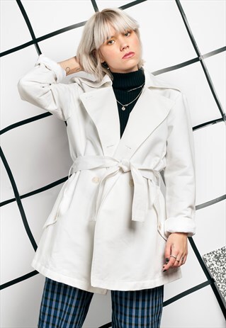 90S VINTAGE WHITE BENETTON TRENCH COAT