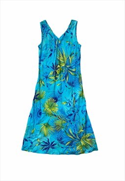 Vintage Y2k Midi Dress Patterned Tropical Long Summer 00s 