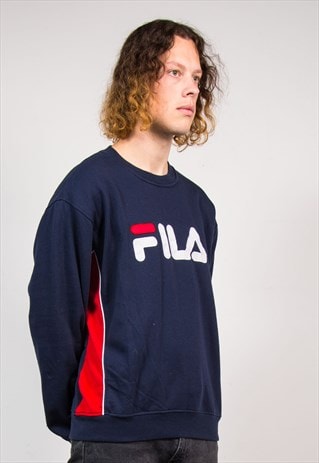 90'S VINTAGE NAVY BLUE FILA SWEATSHIRT JUMPER