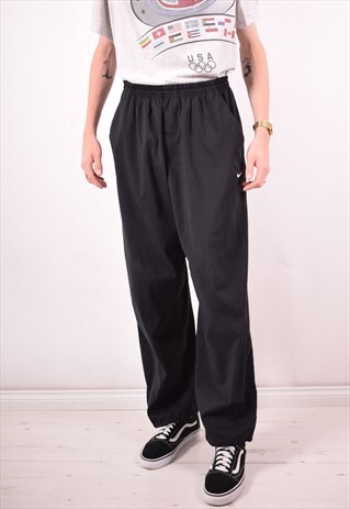 NIKE MENS VINTAGE TRACKSUIT TROUSERS XL BLACK 90S