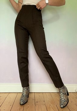 Brown High Waisted Smart Trousers