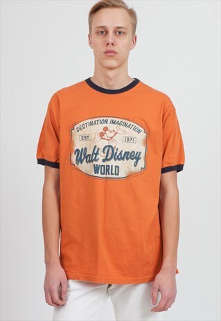 90S VINTAGE ORANGE WALT DISNEY SHORT SLEEVE T-SHIRT