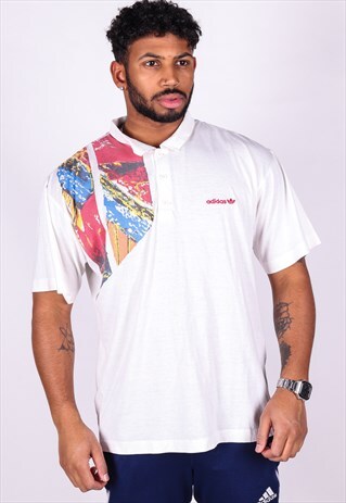 VINTAGE ADIDAS 90S POLO T-SHIRT T946