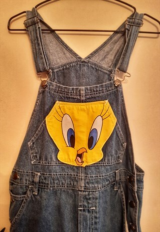 VINTAGE LOONEY TUNES TWEETY PIE SHORT DUNGAREES