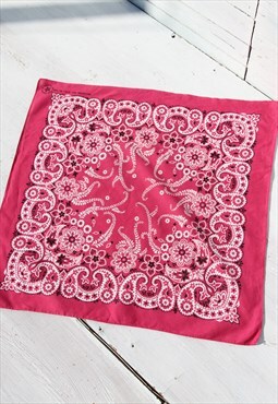 Vintage pink/white/black paisley scarf,bandana.