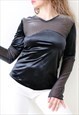 Y2K VINTAGE TOP ASYMMETRIC SHEER MESH VELVET LONG SLEEVE