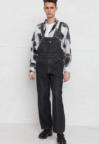 VINTAGE BLACK ROCKY DENIM DUNGAREES
