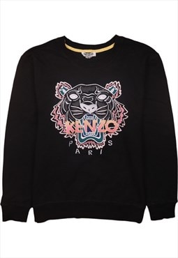 Vintage 90's Kenzo Sweatshirt Spellout Crew Neck Black