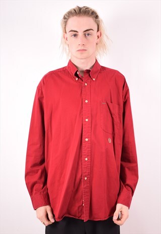 TOMMY HILFIGER MENS VINTAGE SHIRT LARGE RED 90S