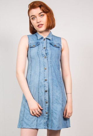 VINTAGE 90'S BLUE DENIM MINI DRESS