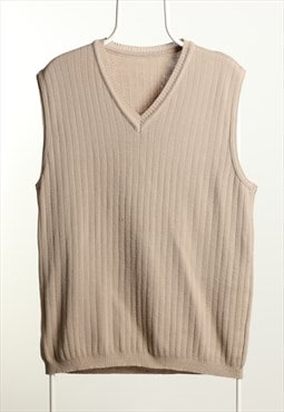 Vintage Knitwear Vest Top V-Neck Gilet Brown