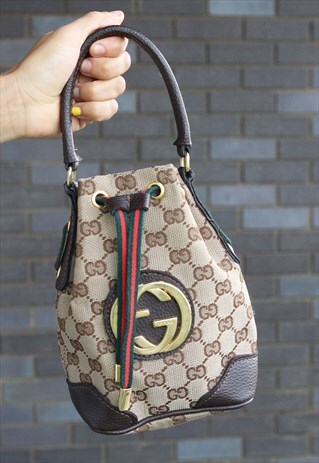 VINTAGE 1990S GUCCI MONOGRAMMED MINI BUCKET BAG