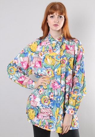 VINTAGE 80S CRAZY PATTERNED LONG SHIRT