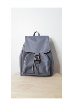 1990s Y2K Holt Renfrew Minimal Nylon Grey Backpack Bag