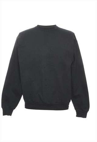 VINTAGE BLACK HANES PLAIN SWEATSHIRT - S