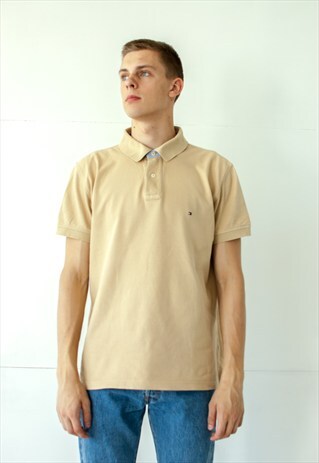 VINTAGE RETRO BEIGE TOMMY HILFIGER POLO SHIRT TOP