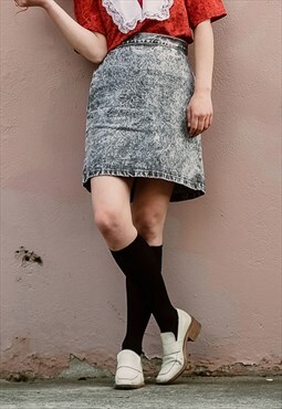 Acid Denim Wash Skirt