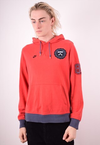NIKE MENS VINTAGE HOODIE JUMPER MEDIUM RED 90S