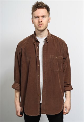 VINTAGE CORDUROY CORD SHIRT BROWN