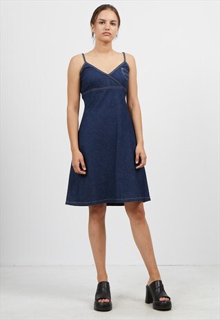 VINTAGE BLUE REPLAY SLEEVELESS DENIM MINI DRESS