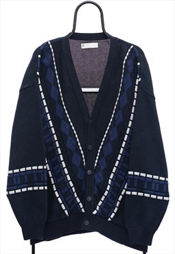 Vintage Cotton Republic Navy Patterned Cardigan Womens