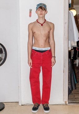 90's Vintage iconic straight jeans in cherry red