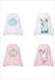 ANIME HOODIE JAPANESE CARTOON PULLOVER KAWAII TOP IN PINK