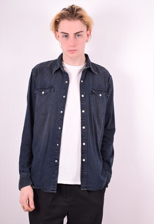 LEVI'S MENS VINTAGE DENIM SHIRT MEDIUM BLUE 90'S
