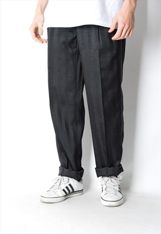 VINTAGE 90S BLACK MINIMALIST STRIPED PANTS