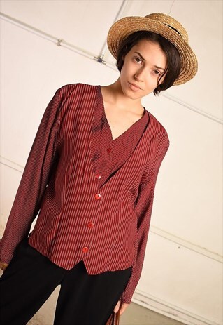 90'S RETRO DOTTED & STRIPED PARIS CHIC SHIRT TOP