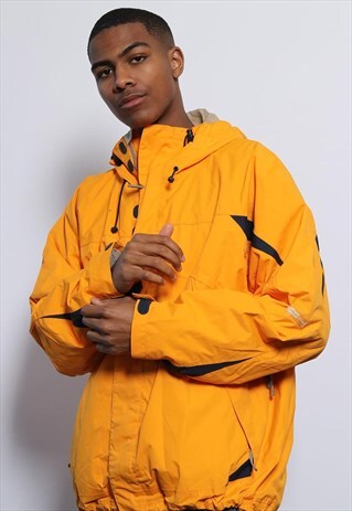 VINTAGE HELLY HANSEN LOGO WATERPROOF JACKET YELLOW