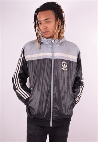 ADIDAS MENS VINTAGE JACKET LARGE BLACK 90S