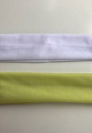 WHITE PASTEL GREEN COTTON HEADBAND BUNDLE