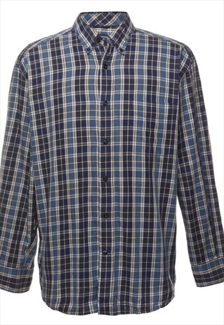 BEYOND RETRO VINTAGE DOCKERS NAVY & BLUE CHECKED SHIRT - L