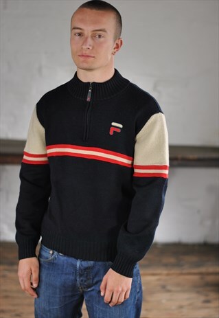 FILA STRIPED KNITTED 1/4 ZIP JUMPER