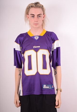 NFL MENS VINTAGE VIKINGS JERSEY TOP SMALL PURPLE 90S