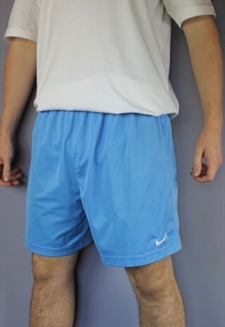 VINTAGE NIKE SHORTS IN BLUE WITH EMBROIDERED LOGO AND DRAWST