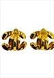 CHANEL EARRINGS CC LOGO GOLD CLIP ON VINTAGE