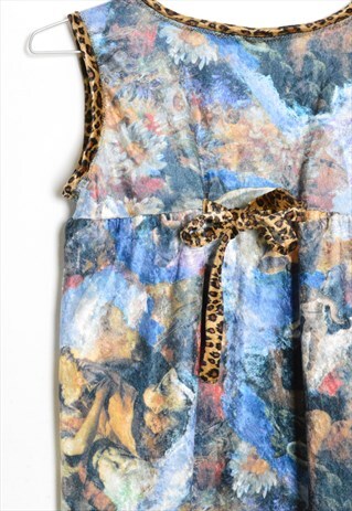 Y2K COLOURFUL VELVET GRAPHIC ANGEL BABY DOLL STYLE BOW TOP