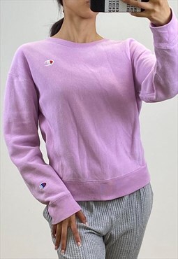 Flattering Champion Y2K Sweatshirt Pink Pullover With Logo