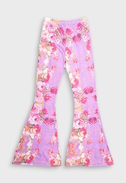 Lilac floral flared trousers
