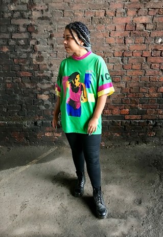 VINTAGE ADIDAS RARE ATHLETE SILVER TAB GREEN T-SHIRT