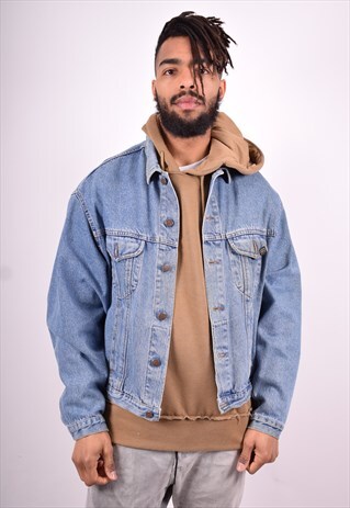 BENETTON MENS VINTAGE DENIM JACKET XL BLUE 90'S