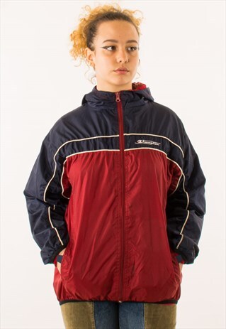 VINTAGE NAVY RED CHAMPION WINDBREAKER JACKET