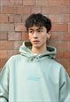HOODIE IN DUSTY GREEN WITH FUTURISTIC LOGO EMBROIDERY