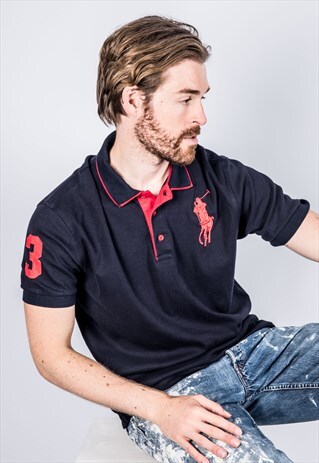 VINTAGE RALPH LAUREN POLO SHIRT IN NAVY BLUE