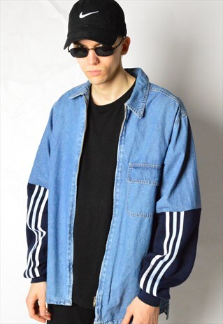 REWORKED KALEIDOO VINTAGE ADIDAS X JACK JONES DENIM SHIRT